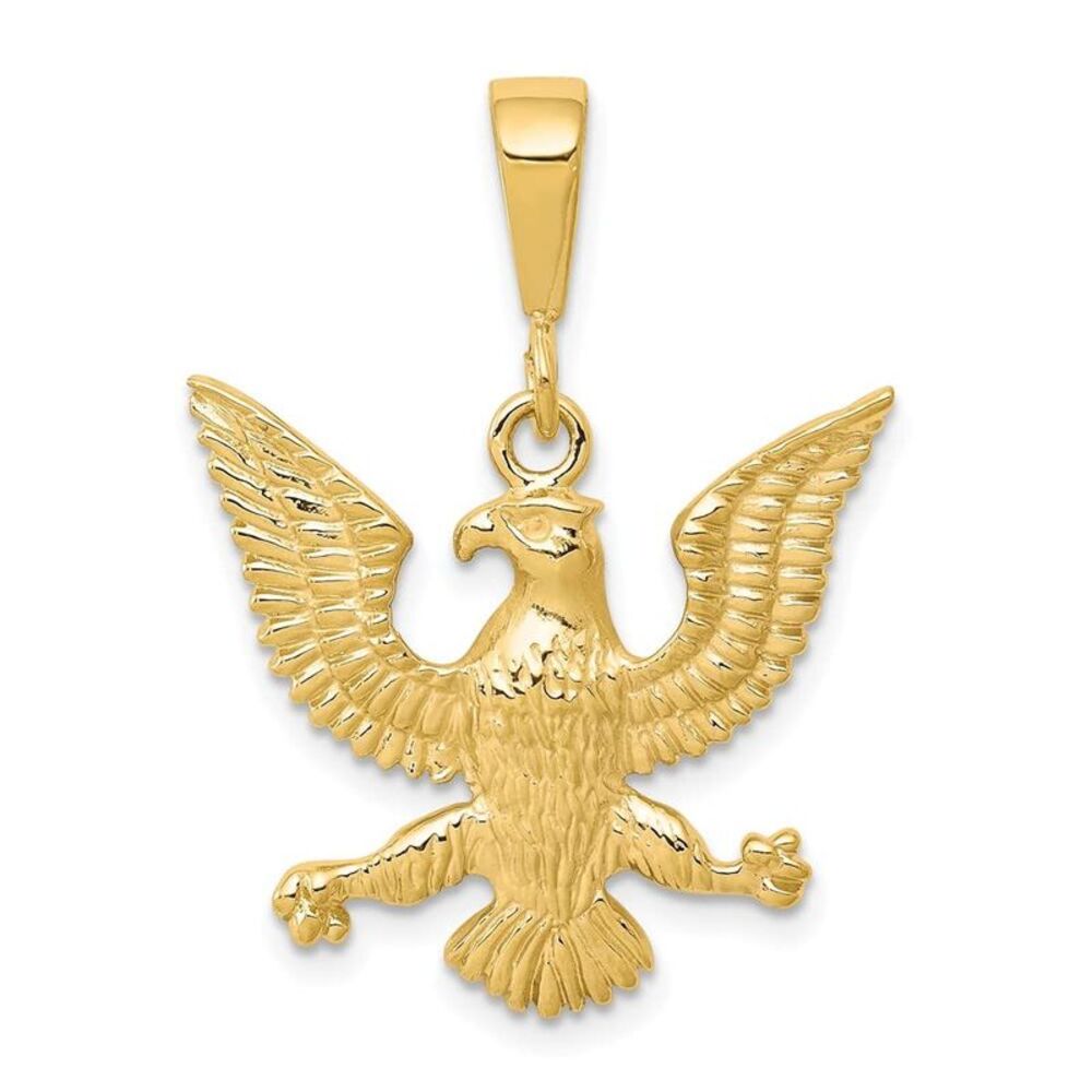10k Yellow Gold Solid Polished Spread Eagle Charm - image 5